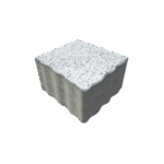 Beyaz renkte, kumlu bir yüzeye sahip beton begonit parke taşı tek başına durmaktadır.