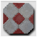 Orkide desenli tretuvar karolarının döşenmiş yüzeyinin zarif görünümü.