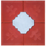 Papatya desenli geçmeli tretuvar karolarının döşenmiş görünümü.