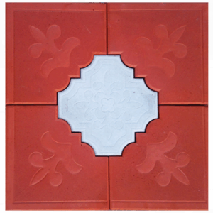 Papatya desenli geçmeli tretuvar karolarının döşenmiş görünümü.