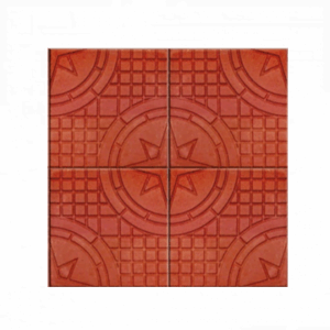 Yıldız deseni ile döşenmiş kırmızı renkli tretuvar karoları.