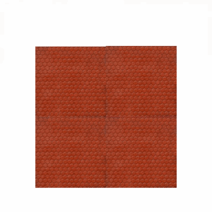 Altıgen hücrelerden oluşan kırmızı renkli bal peteği desenli tretuvar karosu.