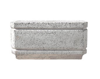 Dış mekanlar için dayanıklı ve şık tasarımlı, beyaz mineralli silme saksı, 30x80x40 cm ölçülerinde.