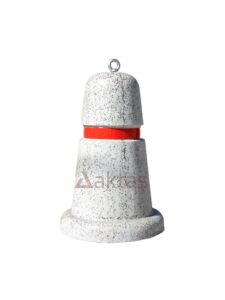 Beyaz mozaikli, reflektörlü ve zincir geçirme halkalı büyük boy beton park dubası.