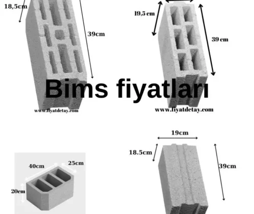 Hafif yapılı bims bloklarının ölçüleri ve 2024 fiyat bilgisi tablosu.