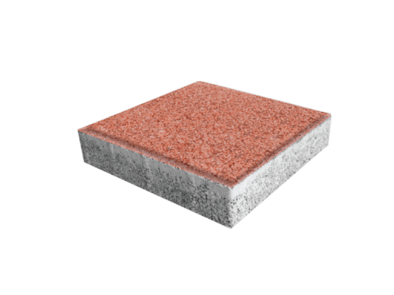 Kaymaz yüzeyli, kırmızı renkte 20x20 cm beton kumlamalı parke taşı