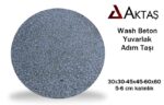 Beyaz Wash Beton Yuvarlak Adım Taşı - Dekor Taşı