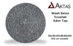 Siyah Wash Beton Yuvarlak Adım Taşı - Dekor Taşı