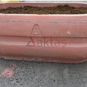 Aktaş Oval Beton Saksı (100x50x40 cm) – Canlı Kırmızı Renk - Dekor Taşı