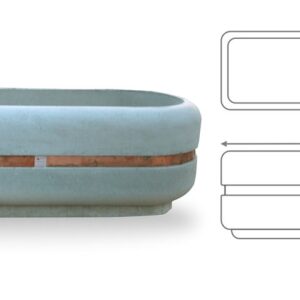 Aktaş Büyük Oval Beton Saksı (200x80x62 cm) – Doğal Gri Renk