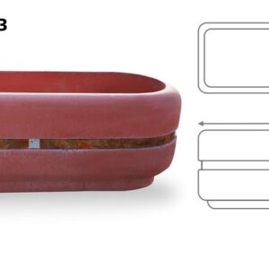 Aktaş Oval Beton Saksı (150x50x55 cm) – Canlı Kırmızı Renk