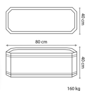 Aktaş Dikdörtgen Beton Saksı (80x40x40 cm) – Canlı Kırmızı Renk - Dekor Taşı