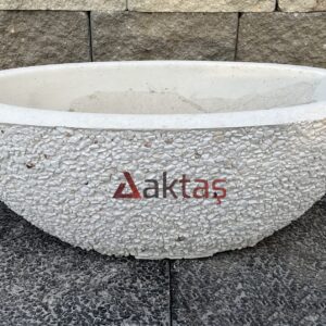 Aktaş Beyaz Dolomit Küçük Kayık Saksı (80x30x30 cm)