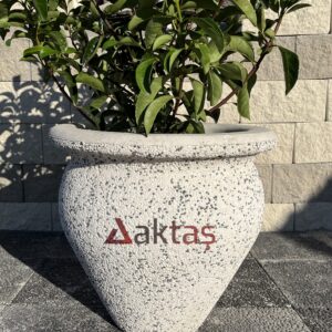 Aktaş Beyaz Mozaikli Vazo Saksı (50x50x50 cm)