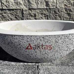 Aktaş Beyaz Mozaikli Küçük Kayık Saksı (80x30x30 cm)