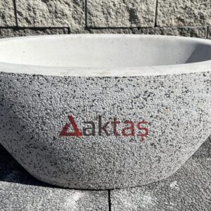 Aktaş Beyaz Mozaikli Büyük Kayık Saksı (90x45x40 cm)