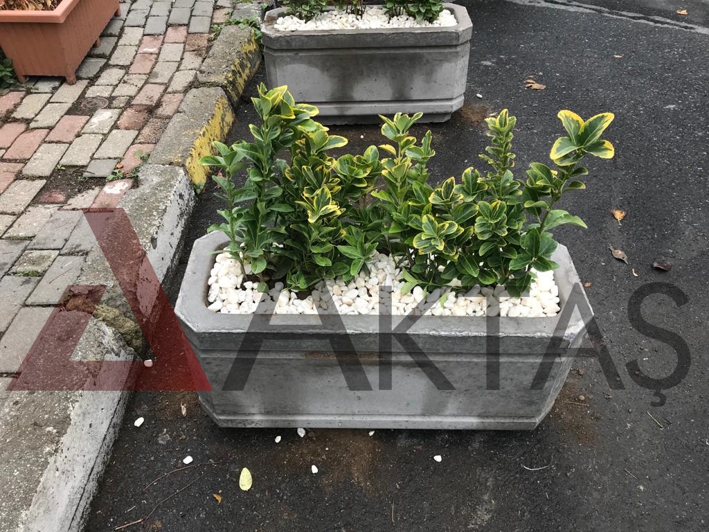 Aktaş Dikdörtgen Beton Saksı (80x30x40 cm) – Doğal Gri Renk