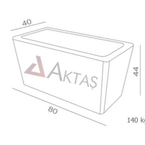 Aktaş Emirgan Beyaz Dolomit Dikdörtgen Saksı (80x40x44 cm) - Dekor Taşı