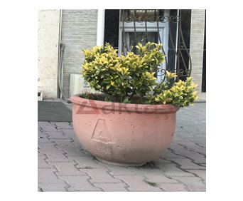 Aktaş Yuvarlak Beton Saksı (60x60x40 cm) – Doğal Gri Renk