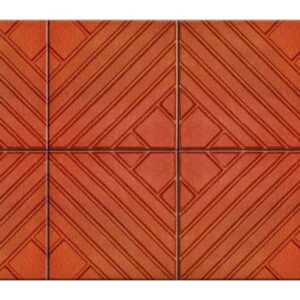 30x30 Kırmızı Daire Çapraz Bahçe Karo Taşı