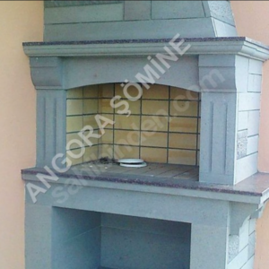 Aktaş Bahçe Şöminesi Gri Tuğladan Yapılmış