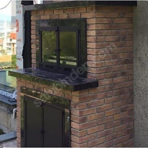 Dekoratif Pencereli Tuğla Şömine