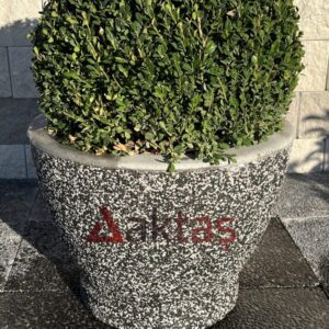 Aktaş Siyah Mozaikli Yuvarlak Saksı (60x60x44 cm)