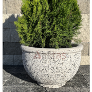 Aktaş Yuvarlak Mozaikli Beyaz Saksı (60x60x40 cm)