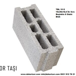 TBL 15 G 15x39x18,5 İki Sıra Boşluklu 6 Gözlü Blok