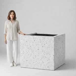 Büyük Küp Beton Saksı 90 cm