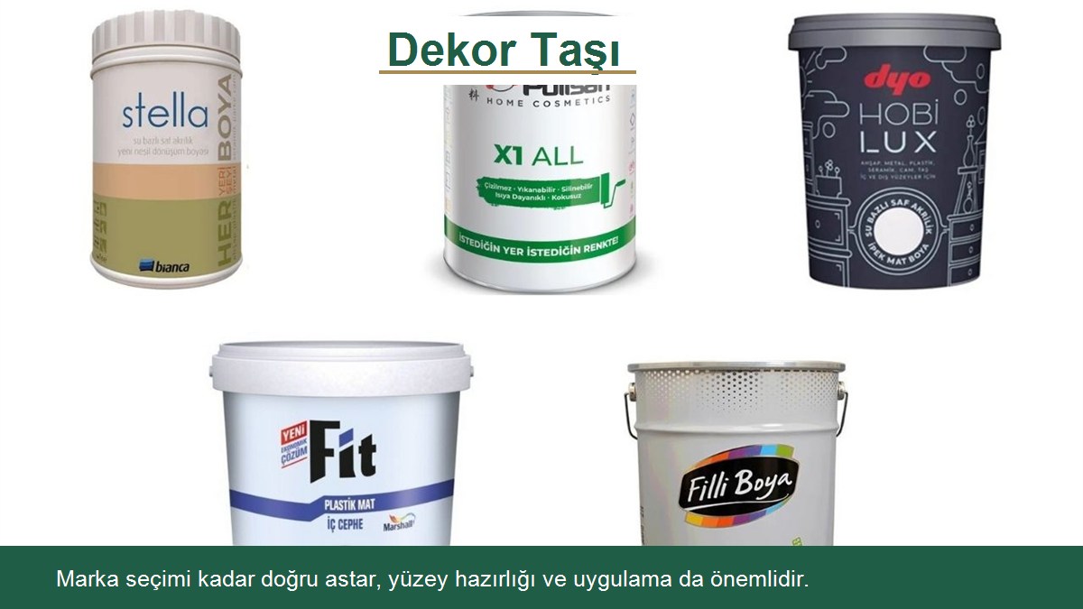 Boya markası seçimi için marka listesi görseli