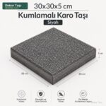 30x30x5 cm Kumlamalı Dış Mekan Zemin Karosu Siyah