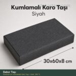 30x60x8 cm Kumlamalı Karo Taşı Siyah