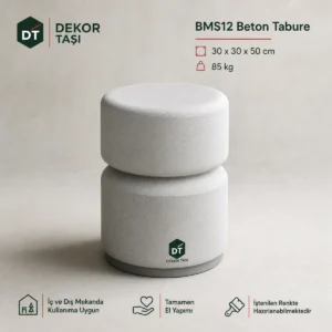 BMS12 beton tabure 30x30x50 cm beton bahçe oturağı