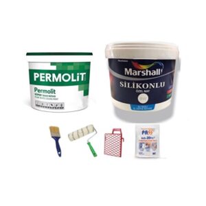 Silikonlu Özel Mat Iç Cephe Boyası 15 Lt+ Permolit Tavan Boyası 17.5 Kg+ Boyama Takımı TYBOC05MPGROGNCC41