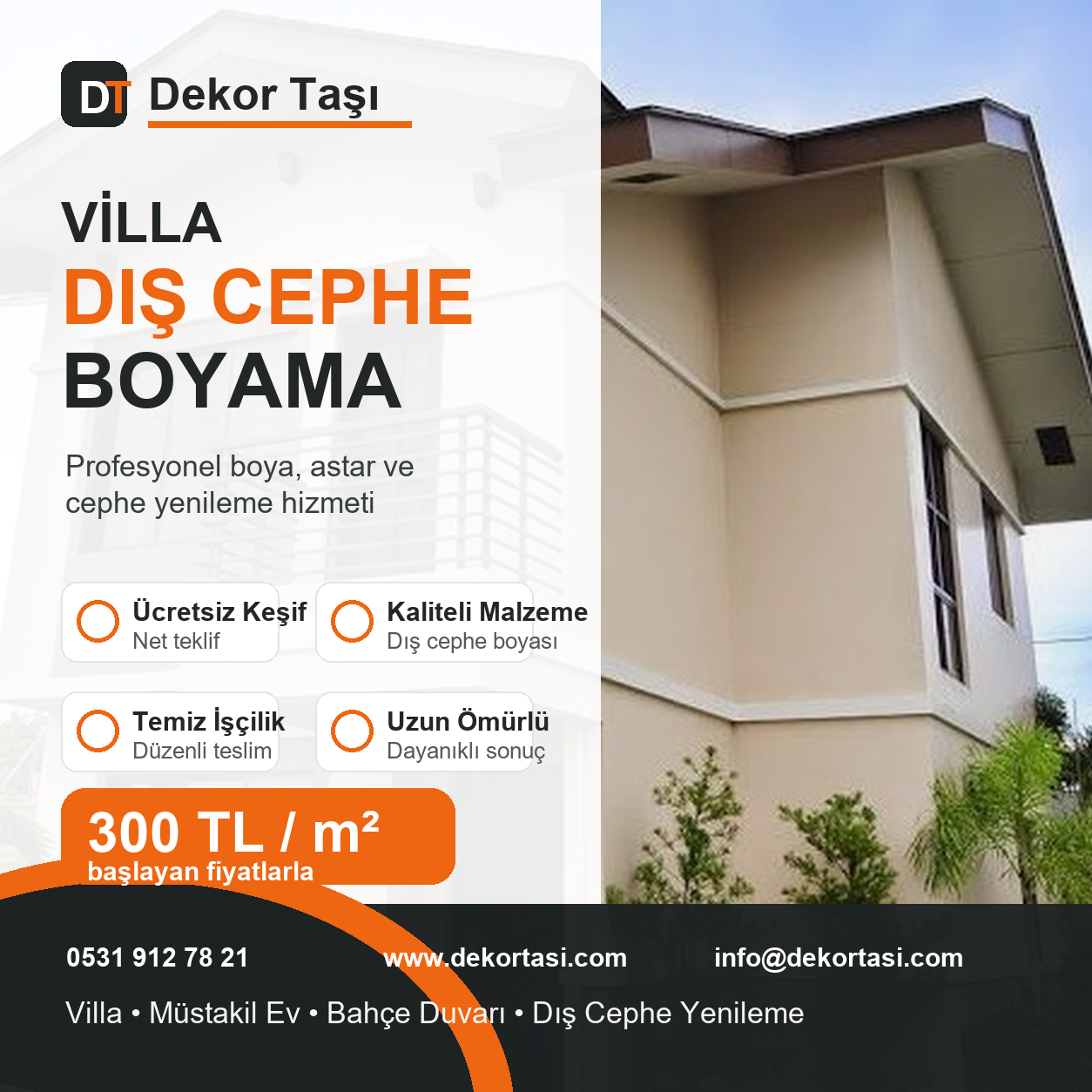 Villa dış cephe boyama profesyonel dış cephe boya badana Dekor Taşı