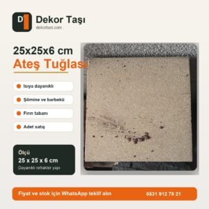 25x25x6 cm ateş tuğlası Dekor Taşı ürün vitrin görseli