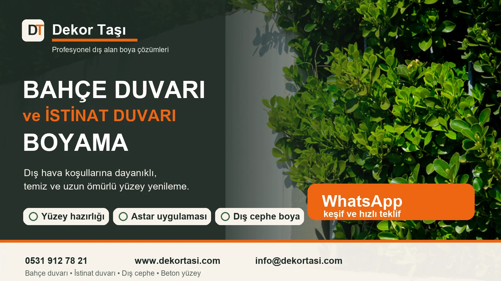 Bahçe duvarı ve istinat duvarı boyama hizmeti Dekor Taşı