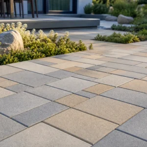 Bahçe ve teras için beton karo taşı yüzey ve doku detayı