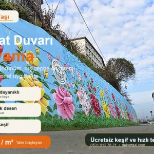 İstinat duvarı boyama dekoratif dış cephe duvar uygulaması Dekor Taşı