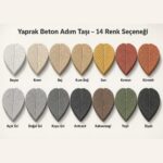 Yaprak beton adım taşı 14 renk seçeneği