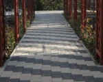 Dikdörtgen beton parke taşı bahçe yolu döşeme uygulaması