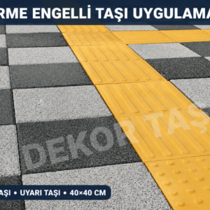 Görme engelli taşı uygulaması vitrin görseli yön taşı ve uyarı taşı 40x40 cm