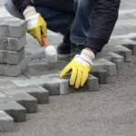 Kilit parke taşı uygulaması yakın plan döşeme