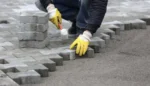 Kilit parke taşı uygulaması yakın plan döşeme