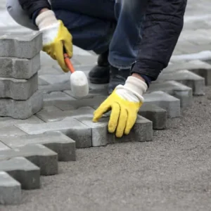 Kilit parke taşı uygulaması yakın plan döşeme