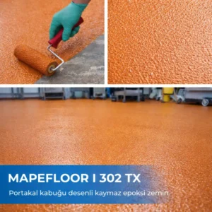 MAPEFLOOR I 302 TX portakal kabuğu desenli kaymaz epoksi zemin uygulaması