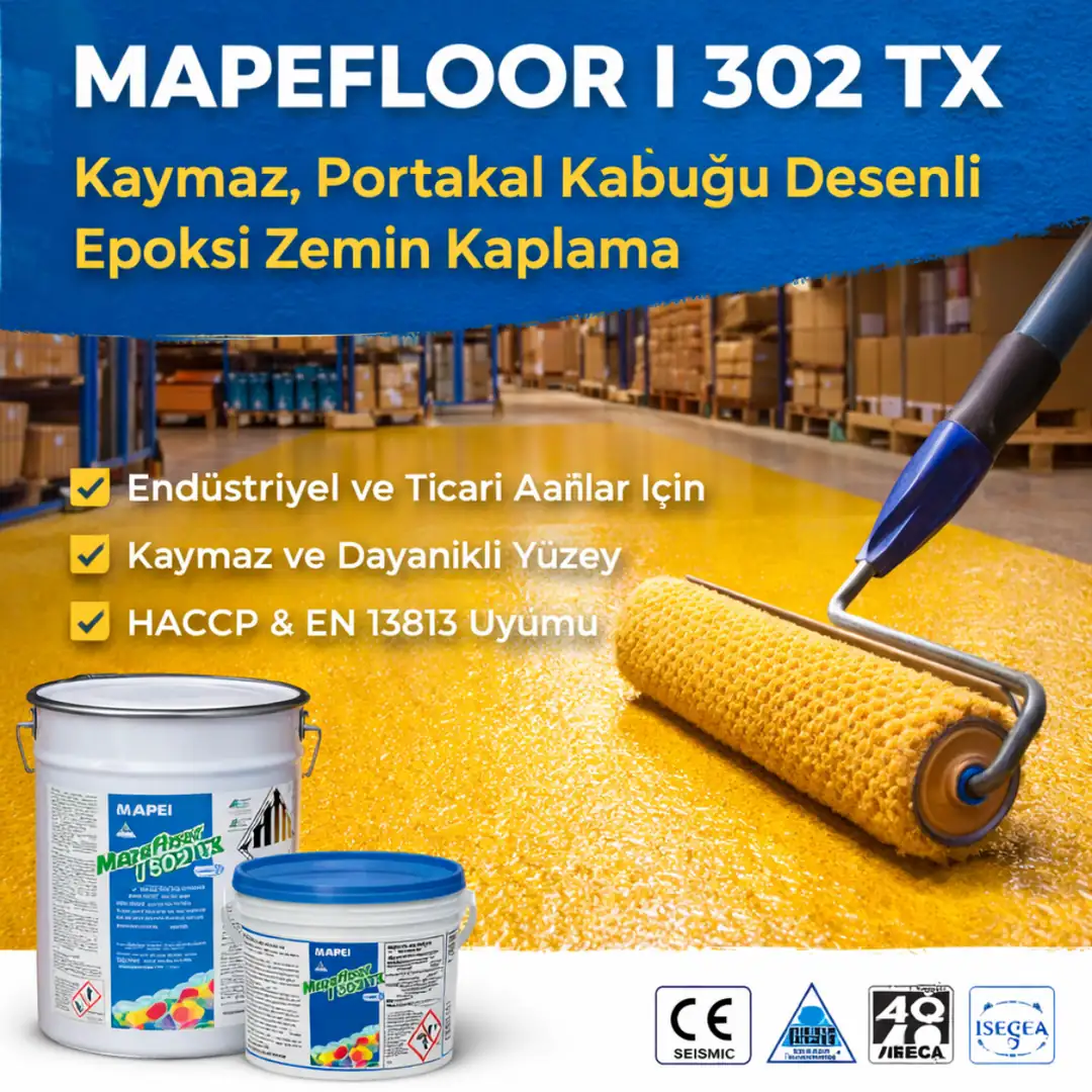 Endüstriyel alanda MAPEFLOOR I 302 TX kaymaz epoksi kaplama