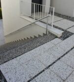 Patineli terrazzo ve wash beton karo taşı uygulama örneği