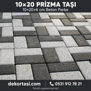 Dekortasi.com 10x20x6 cm prizma parke taşı temsilî ürün görseli